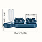 3-in-1 Tilted Cat Food Bowl Set with Gravity Water Feeder - view 3