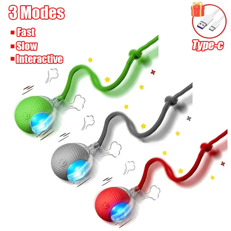 Rechargeable Rolling Ball Cat Toy with Faux Tail - view 17