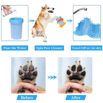 1Pc Pet Plastic Foot Wash Cup S L XL Large size silicone brush Dog cat clean foot mud removable cleaning Foot
