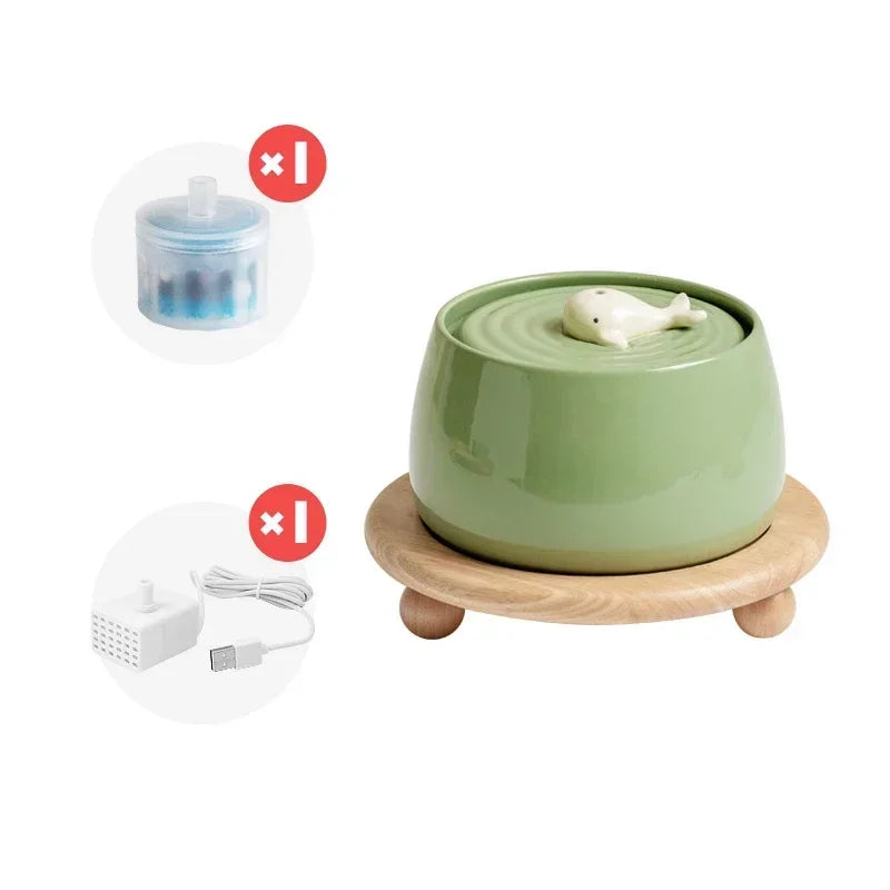 Ceramic Cat Water Fountain with Filter, 1.3L USB - view 9