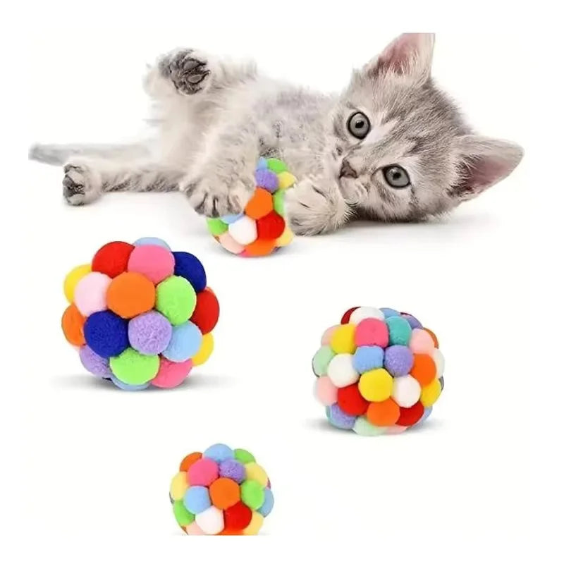 Colorful Plush Yarn Bouncy Ball Cat Toy - view 2