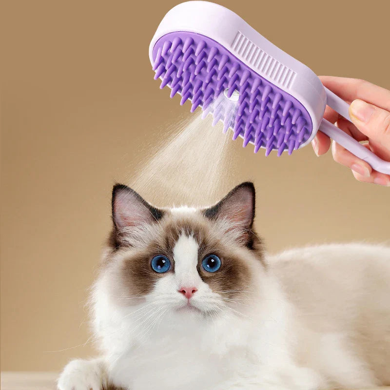 Rotating 3-in-1 Steam Grooming Brush for Cats