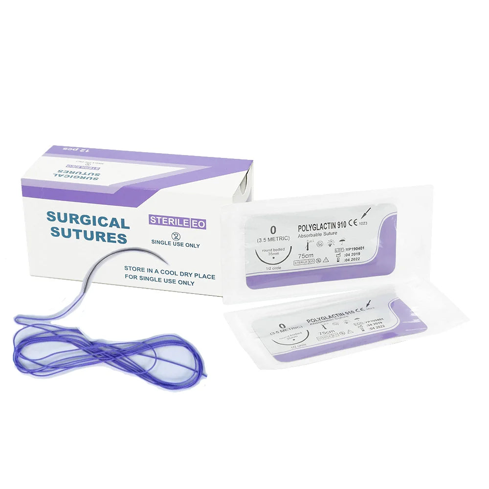 Pet animal absorbable suture, needle surgical suture, veterinary specific 2-0 suture, PGA 910 cat and dog suture