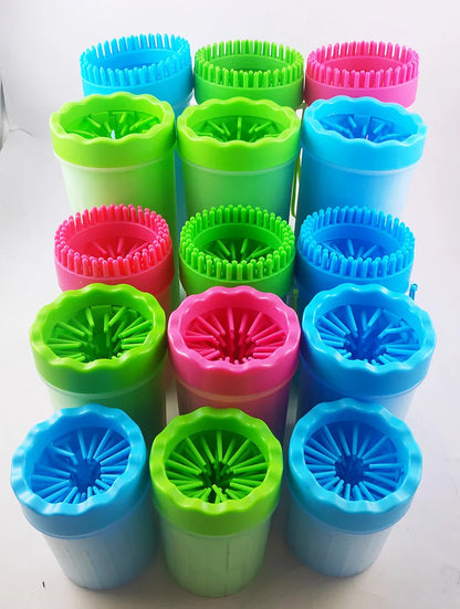 1Pc Pet Plastic Foot Wash Cup S L XL Large size silicone brush Dog cat clean foot mud removable cleaning Foot