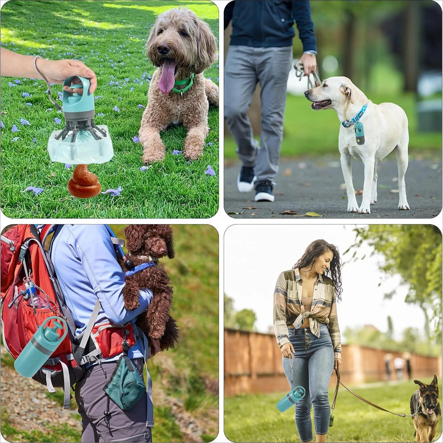 Dog Poop Scooper Set with LED Light and Bag Dispenser