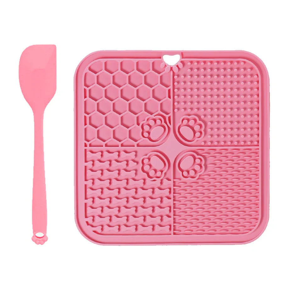11 Colors Pet Slow Feeding Mat With Spatula Silicone Suction Cup Dog Cat Licking Mat Increase Eating Fun Slow Feeding