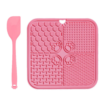 11 Colors Pet Slow Feeding Mat With Spatula Silicone Suction Cup Dog Cat Licking Mat Increase Eating Fun Slow Feeding