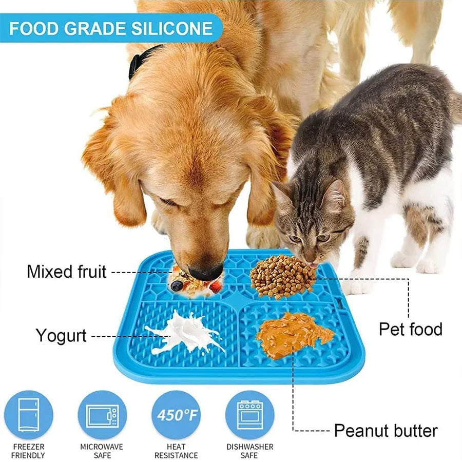 11 Colors Pet Slow Feeding Mat With Spatula Silicone Suction Cup Dog Cat Licking Mat Increase Eating Fun Slow Feeding