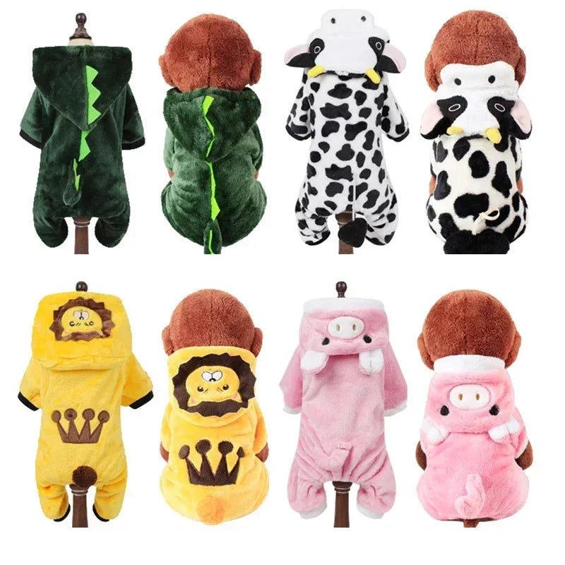 Cartoon Animal Winter Pajama Costume for Small Dogs and Cats - view 3