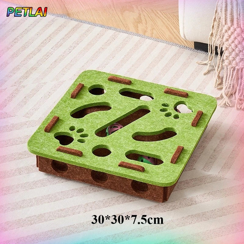 Interactive Cat Puzzle Box with Bell Balls
