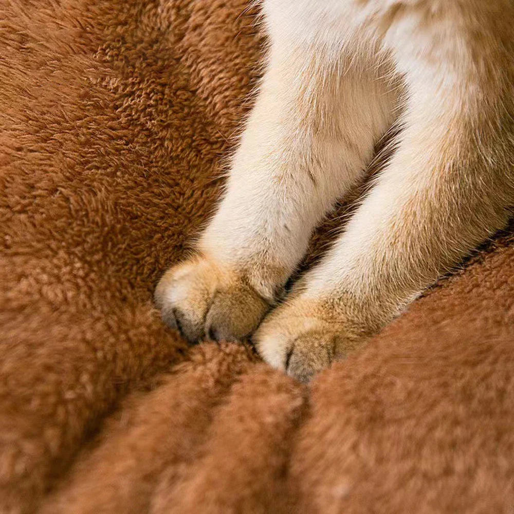 1PC Warm Winter Four Season Universal Enclosed Pet Bed, Wrapped Cat Bed, Dog Bed, Brown Teddy Bear Style Bed