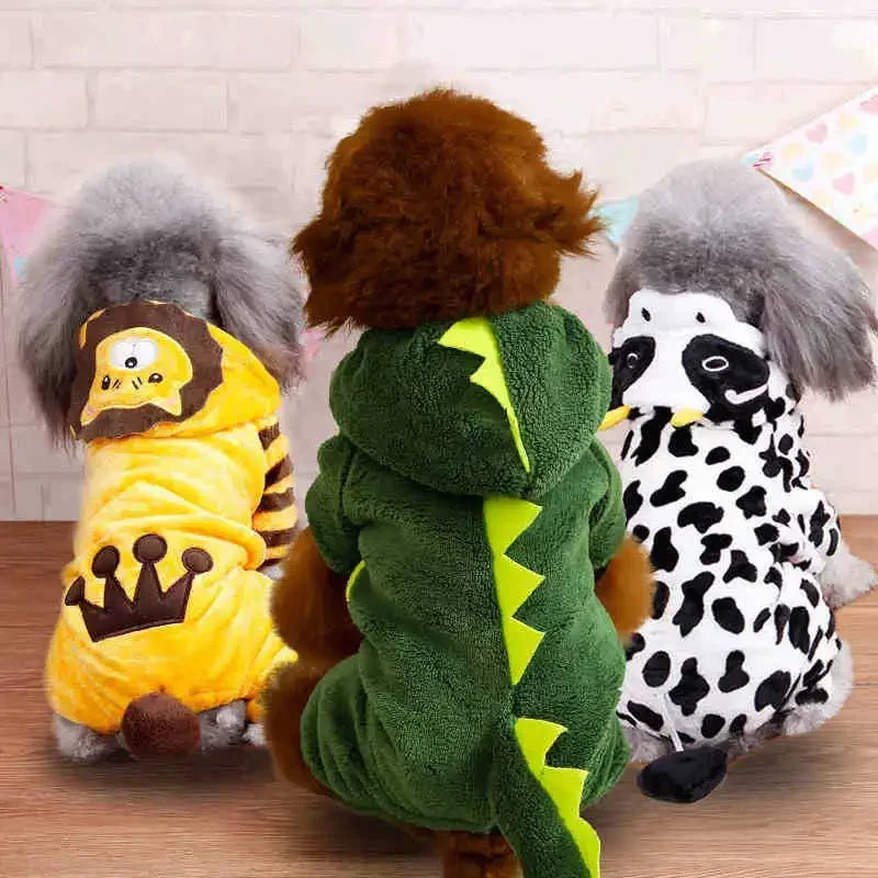 Cartoon Animal Winter Pajama Costume for Small Dogs and Cats - view 2