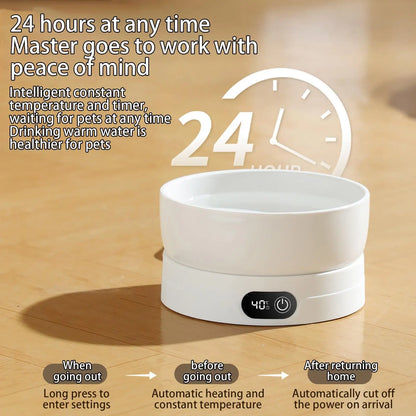 Heated Pet Bowl 4 Temperature Settings Automatic Pet Drinking Plate Thermal Heated Water Bowl for Chickens Ducks Birds Animals