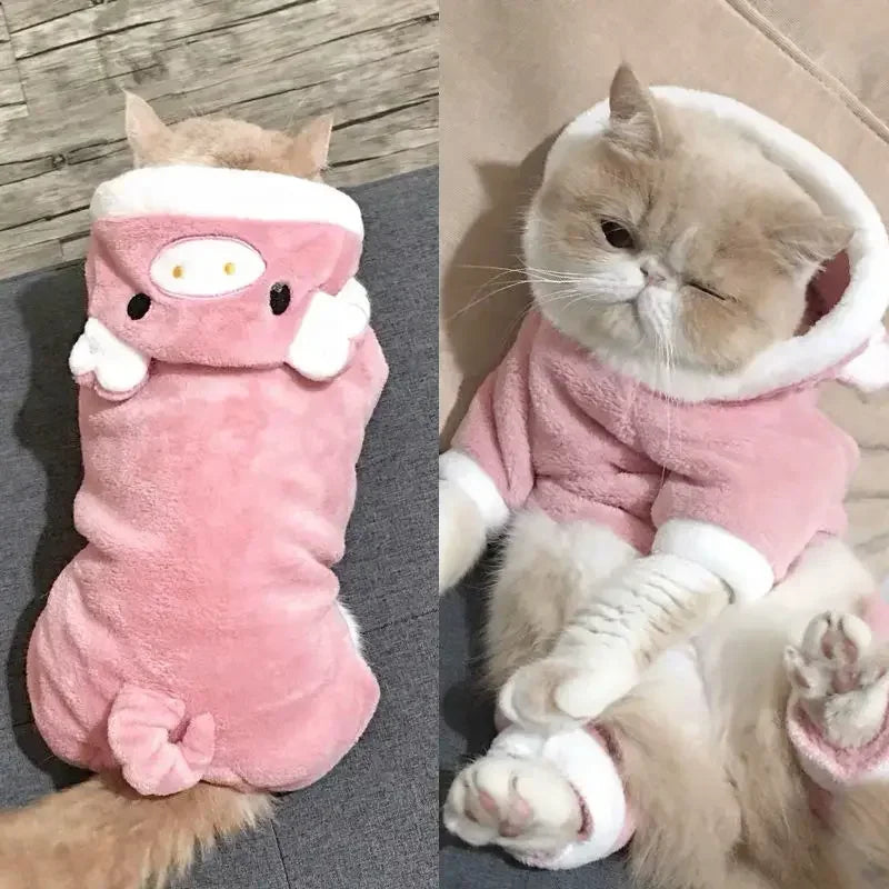 Cartoon Animal Winter Pajama Costume for Small Dogs and Cats