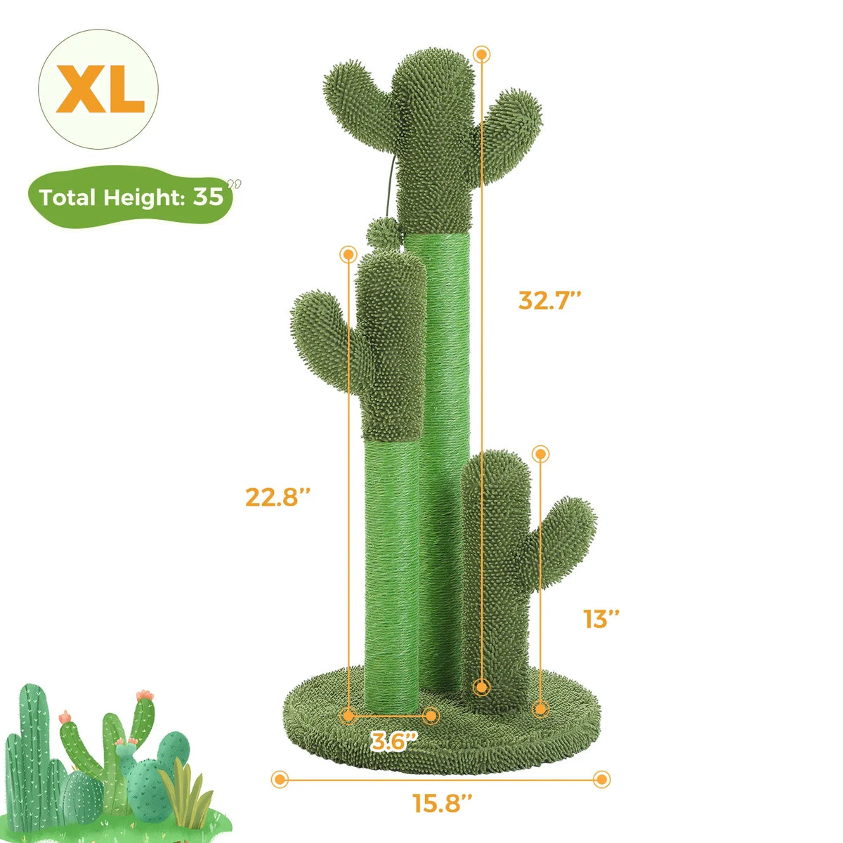 Cactus Cat Tree with Condo, Hammock and Scratching Post - view 8