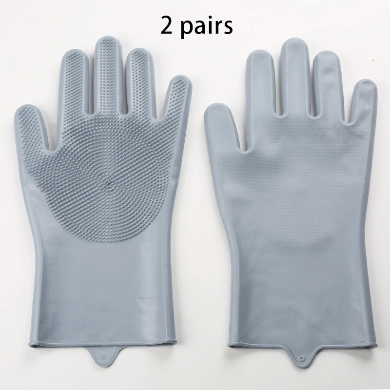 Silicone Pet Grooming and Bathing Gloves, 2-Pack
