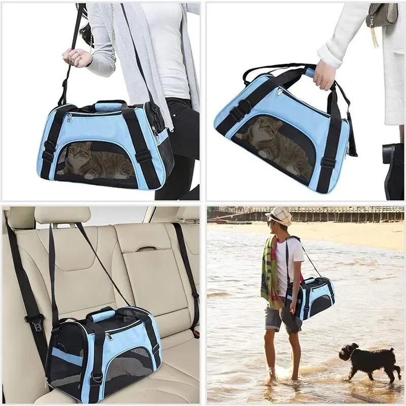 Foldable Mesh Pet Carrier Shoulder Bag for Cats and Dogs - view 5
