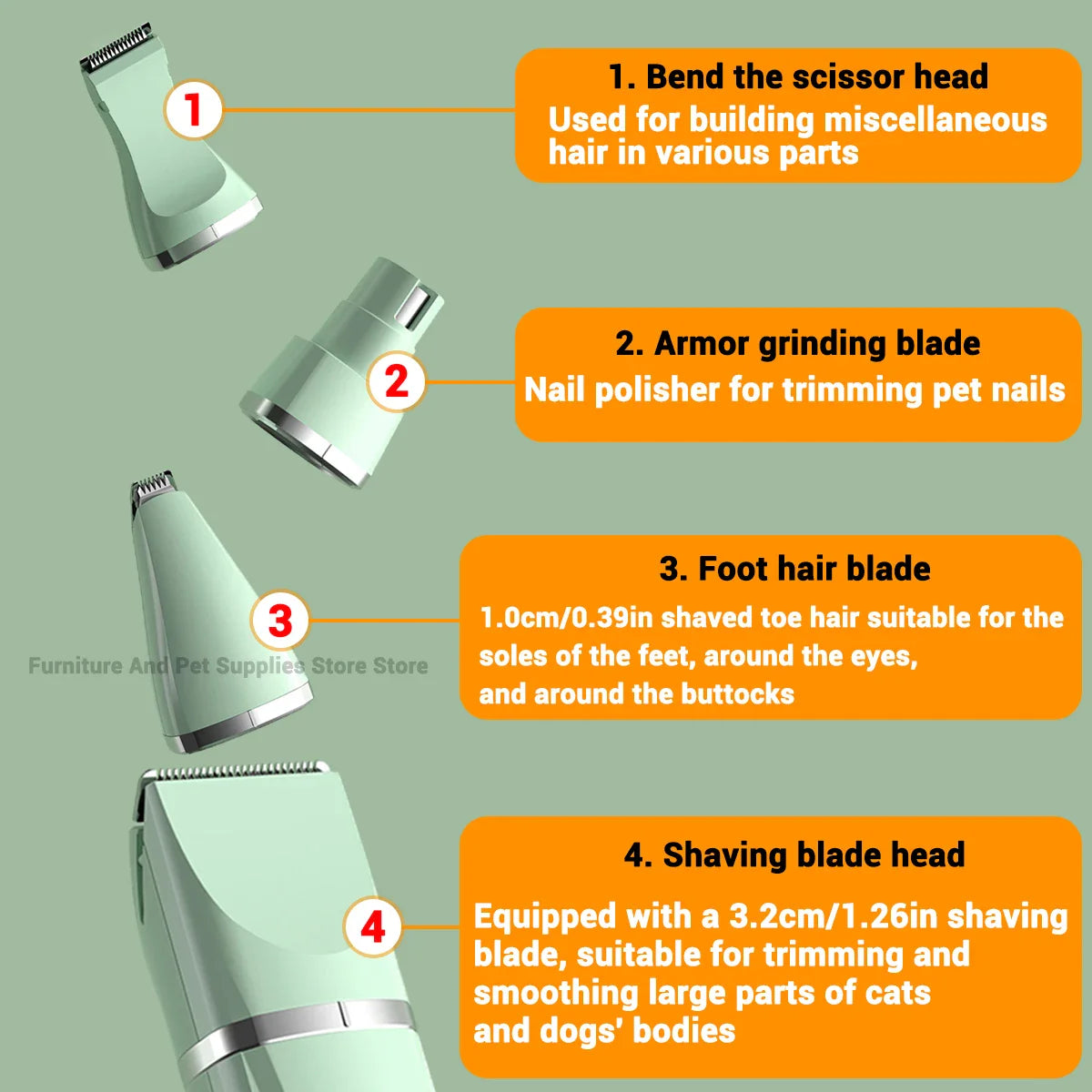 4-in-1 Rechargeable Grooming Clipper Set for Dogs and Cats - view 3