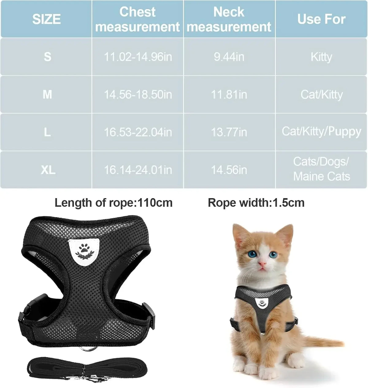 Mesh Harness and Leash Set for Cats and Small Dogs - view 2