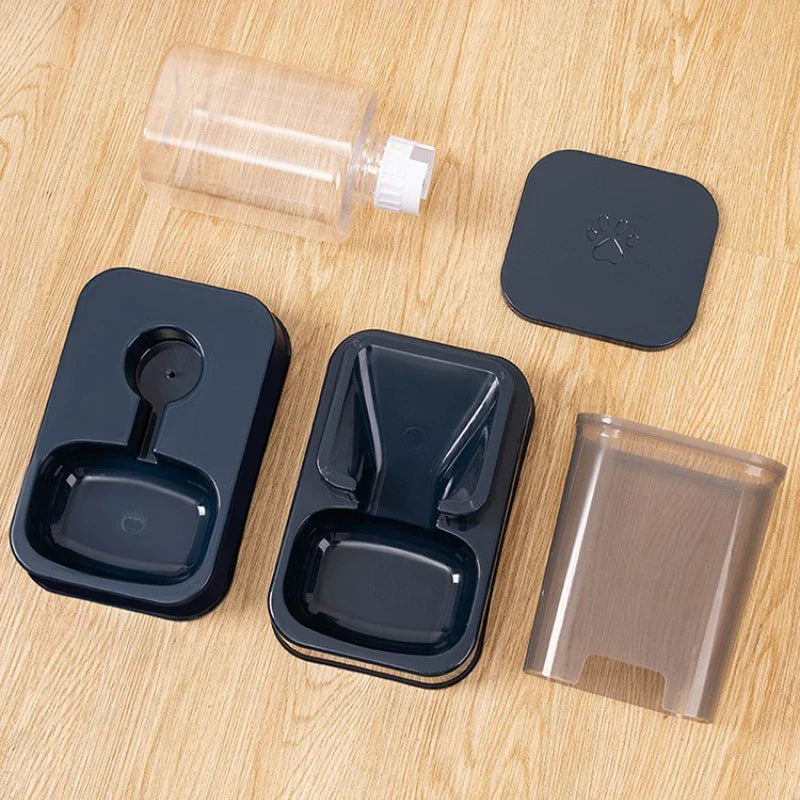 Automatic Cat and Dog Feeder with Drinker - Pet Food Bowl and Drinker Set,Smart Portion Control for Cat and Dog,Without Battery