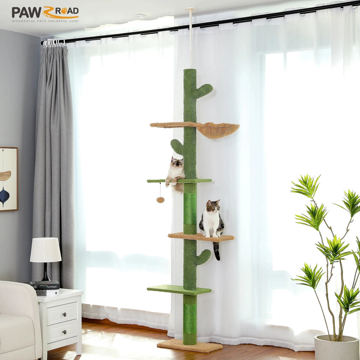 5-Tier Cactus Cat Tree, Floor to Ceiling