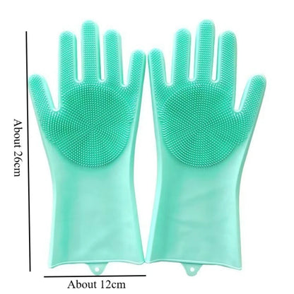 2Pcs Pet Grooming Cleaning Gloves Dog Massage Bathing Cleaning Glove Soft Silicone Hair Removal Glove Hand Skin Protection Glove