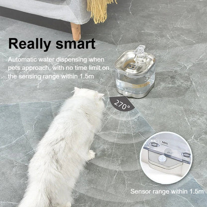 Wireless charging cat water dispenser intelligent induction automatic circulation dog pet stainless steel
