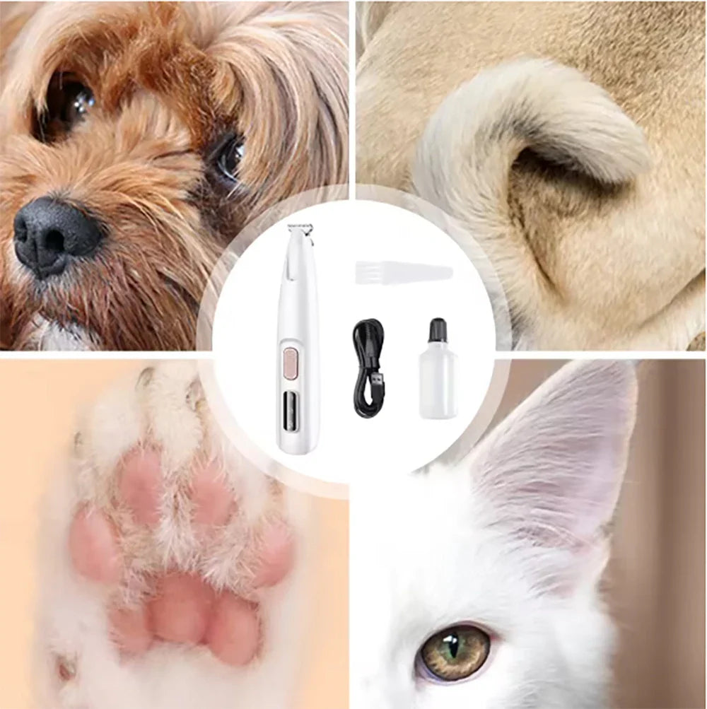 Portable Dog Paw Trimmer with Led Light - Pets Nail Grinder Shaver Clipper - Rechargeable Cordless Nail Grooming Tools for Cats