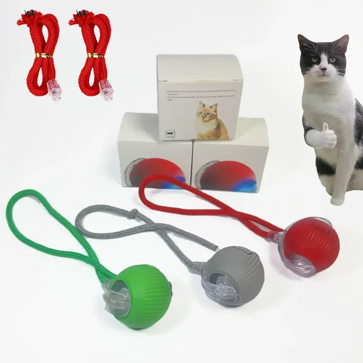 1~3pcs Cat Interactive Ball Toy Automatic Rolling Ball Tail Rechargeable Smart Pet Electric Toy Dog Cat Training Imitate Mouse