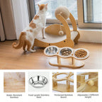 Raised 3-Bowl Cat Feeder with Wood Stand - view 4