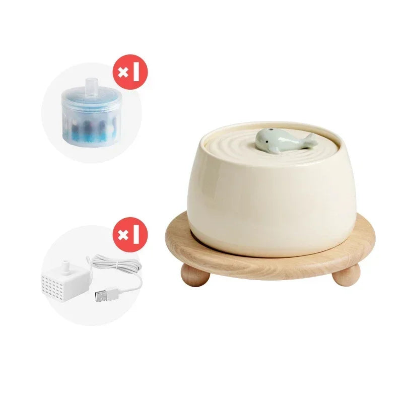 Ceramic Cat Water Fountain with Filter, 1.3L USB - view 10