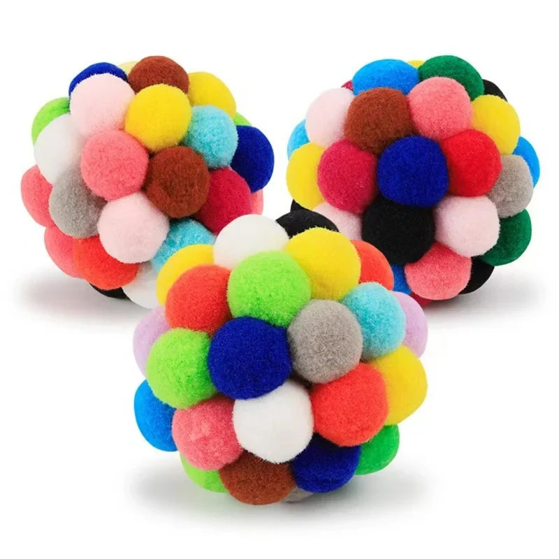 Colorful Plush Yarn Bouncy Ball Cat Toy