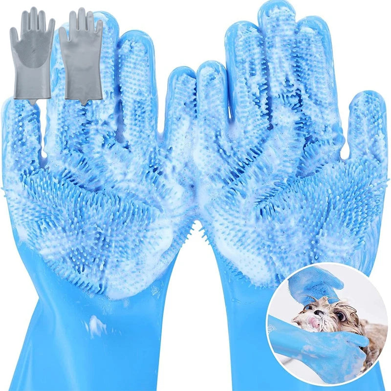 Silicone Pet Grooming and Bathing Gloves, 2-Pack