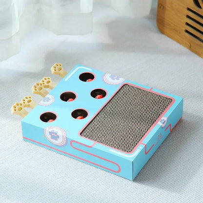 Cat Enrichment Toy Interactive Grind Claw Rest Play 3 in 1 Boredom Relief Whack A Mole Cat Toy with Cat Scratching Pad