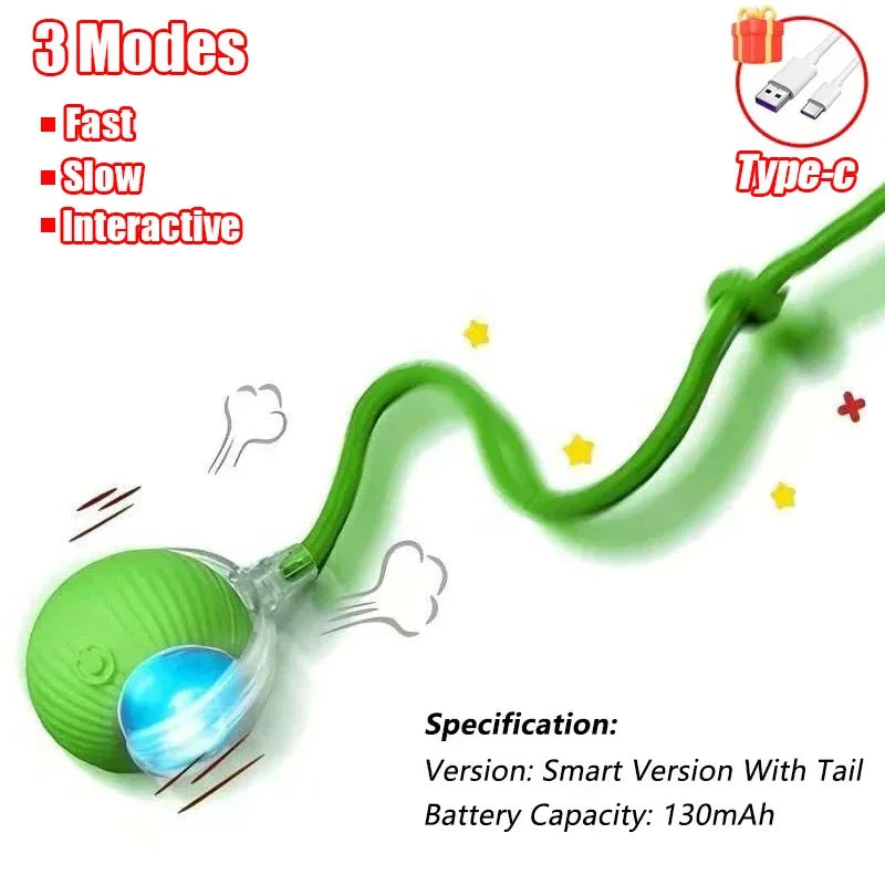 Automatic Rolling Ball Cat Toy with Tail, 1-3 Pack - view 8
