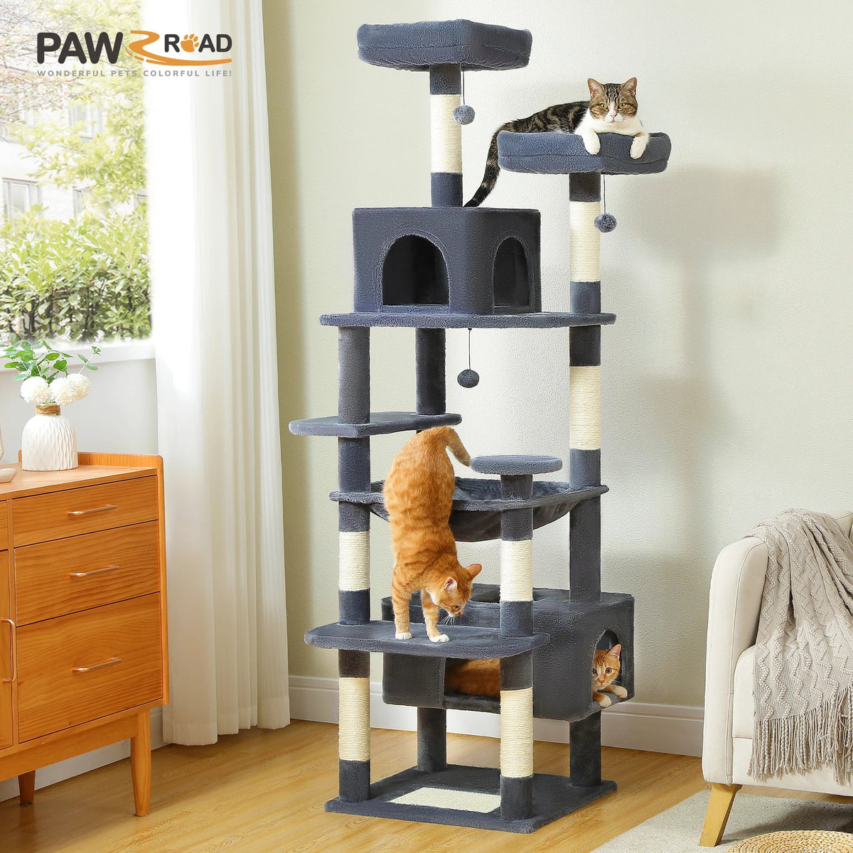Large Cat Tree Tower with Hammock, Perches and Condos - view 2