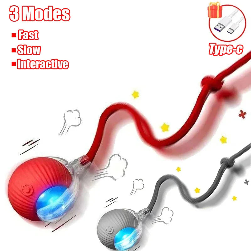 Rechargeable Rolling Ball Cat Toy with Faux Tail - view 16