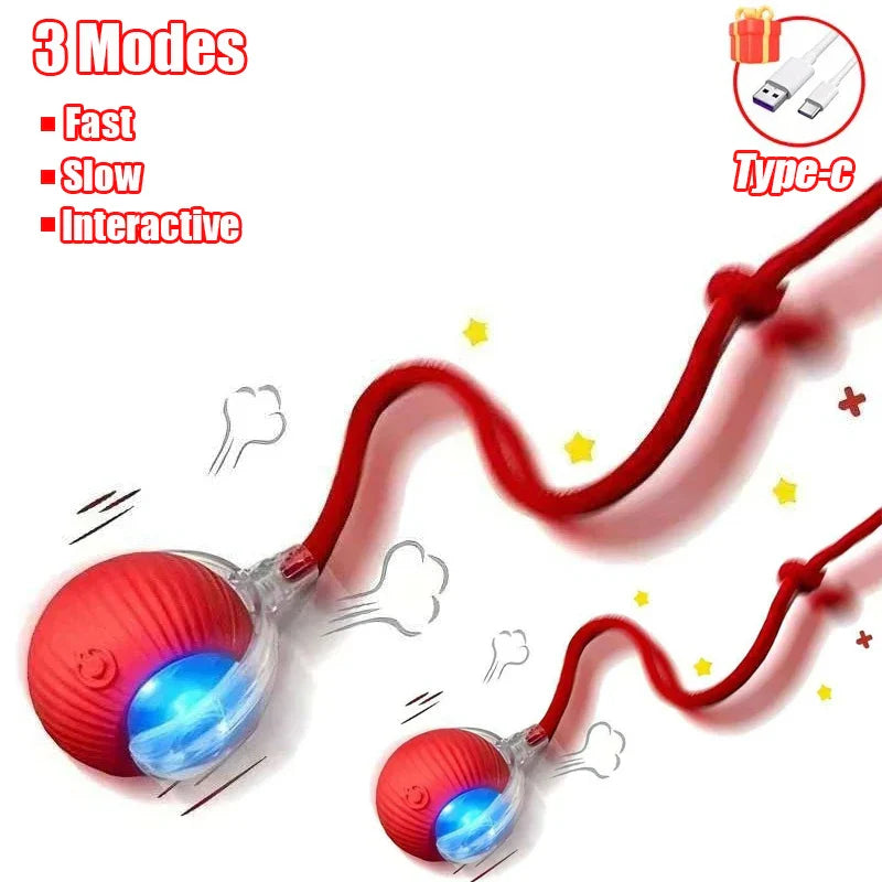 Rechargeable Rolling Ball Cat Toy with Faux Tail - view 7