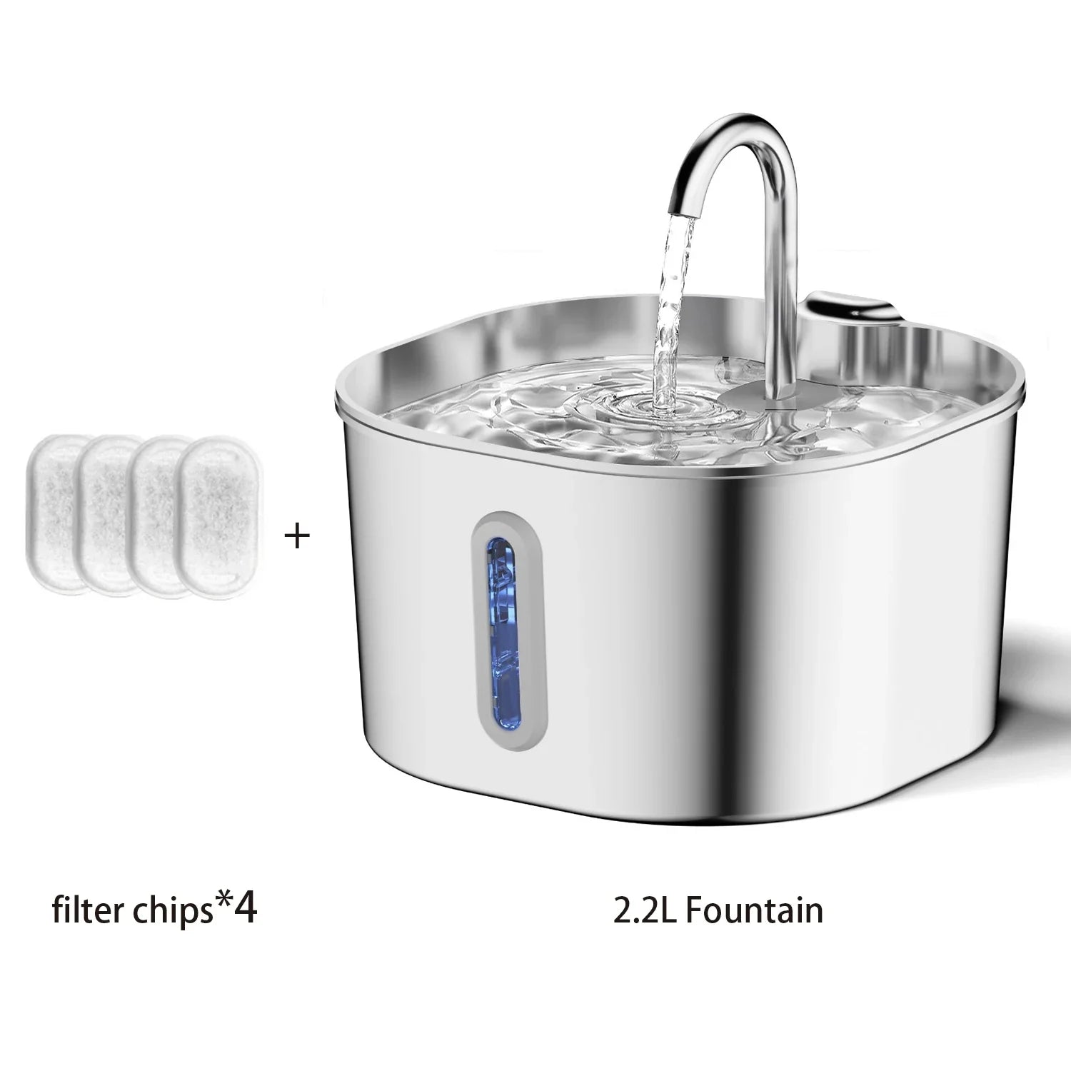 ZYFeeder Stainless Steel Cat Water Fountain, 2.2L