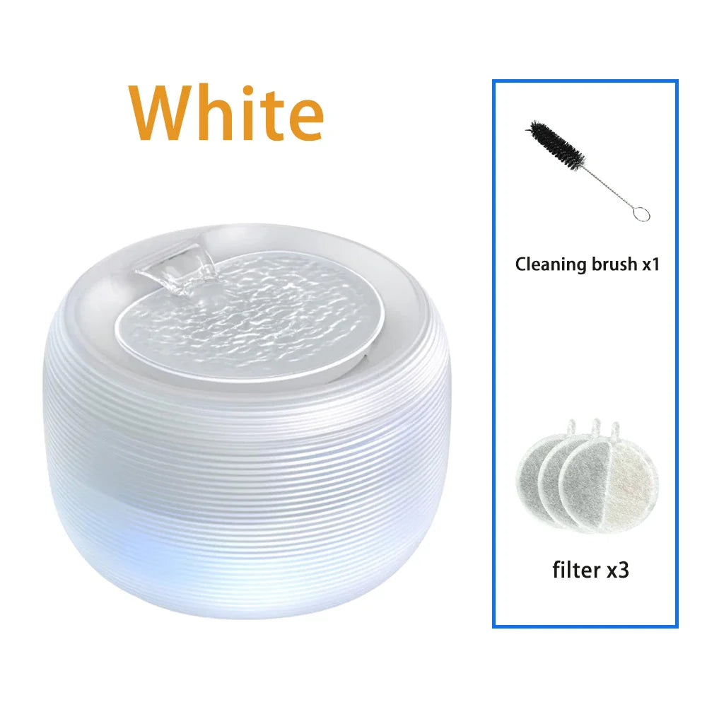 Smart Ultra Quiet Waterfall ﻿ 2.5L Cat Water Dispenser with Smart Pump Pet Water Fountain for Cats and Dogs Built-in LED Light