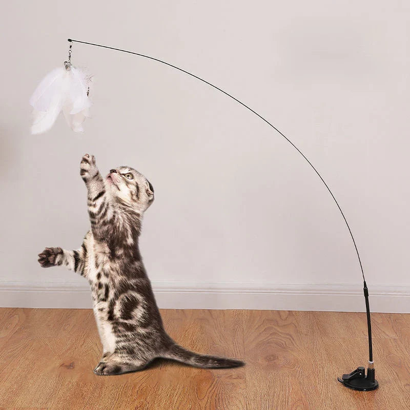 Hands-Free Suction Cup Bird Feather Cat Wand Toy