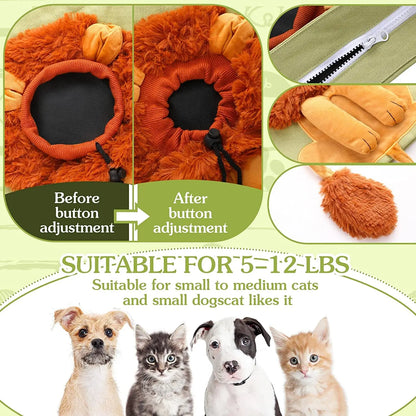 Pet Canvas Shoulder Bag Lion Shaped Carrier For Cat Comfortable Cats Carrying Pouch Handbag Puppy Messenger Bag For Out Travel