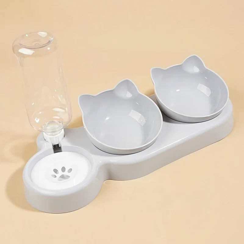 3-in-1 Tilted Pet Water and Food Bowl
