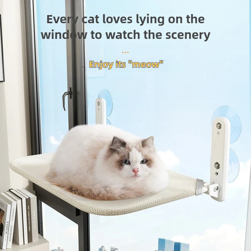 Cordless Cat Hammock for Sunbathing Hanging Cat Bed Summer Suction Cup Glass Mounted Foldable Breathable Cat Bed Frame Supplies