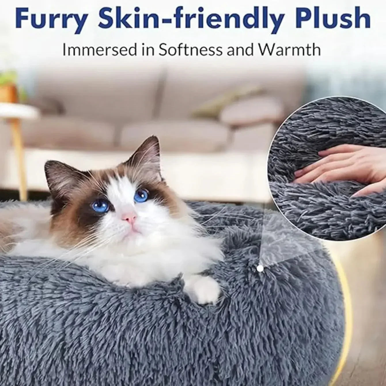 40-90cm 6 Sizes Round Pet Bed for Large Dog Bed Super Soft Cat Bed Plush Dog House for Medium Dog House Winter Warm Sleeping