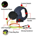 Retractable Double Dog Leash with Light, 3m - view 4