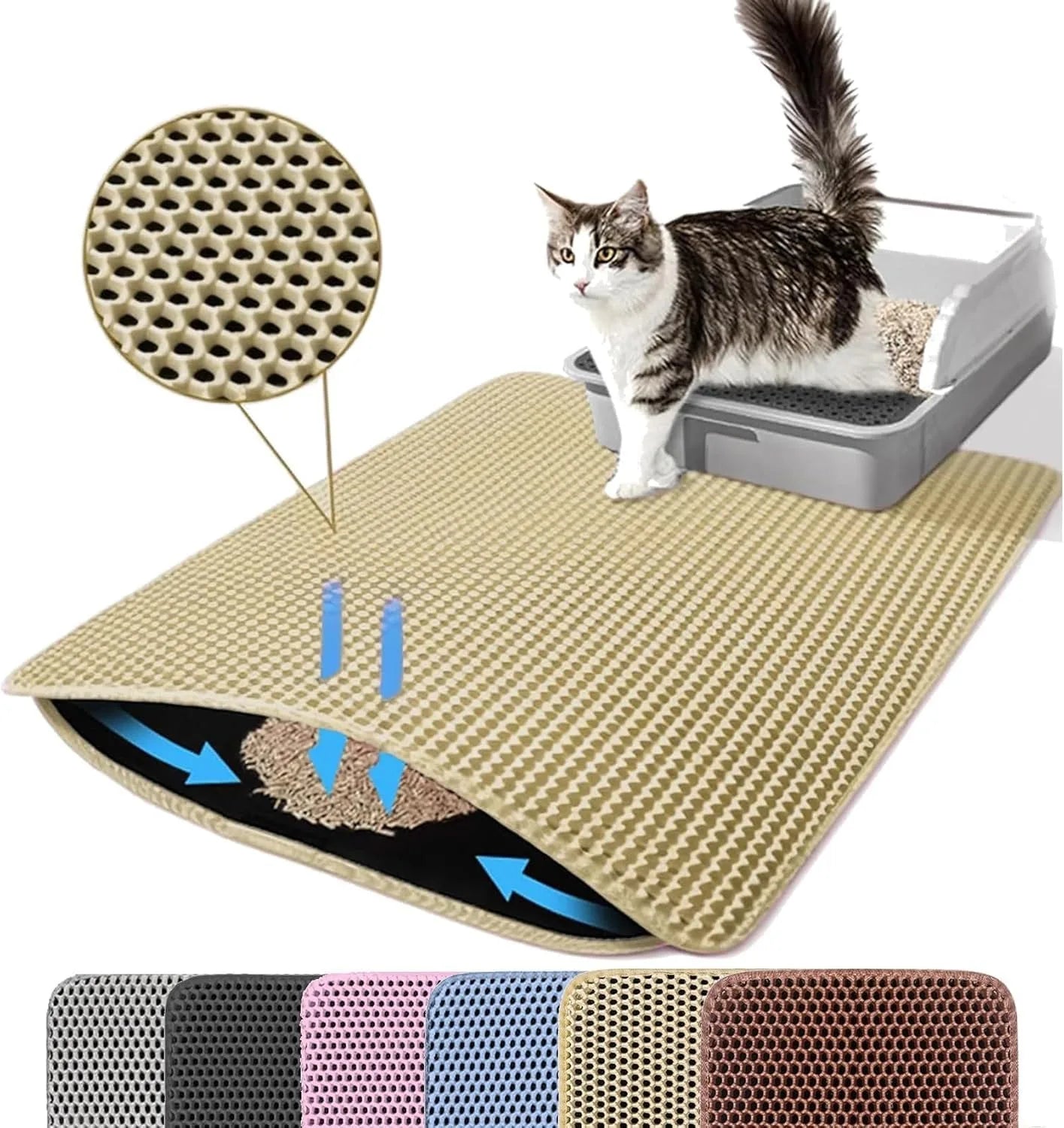 Double-Layer Waterproof Cat Litter Mat, Large