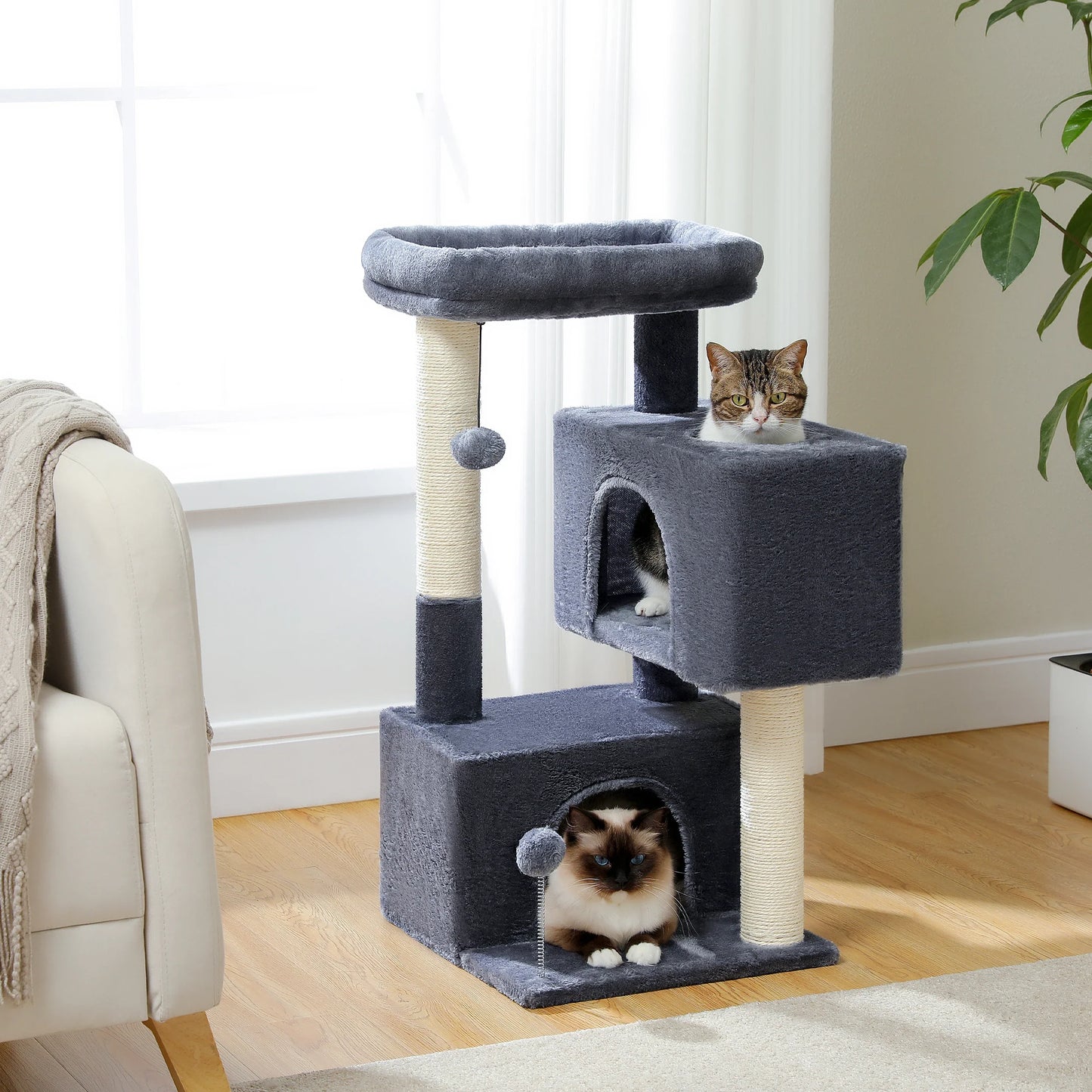 Small Cat Tree Cat Tower with Natural Sisal Scratching Post,Spacious Top Perch,Privite Cat Condo Perfect for Indoor Cats,Cat Toy