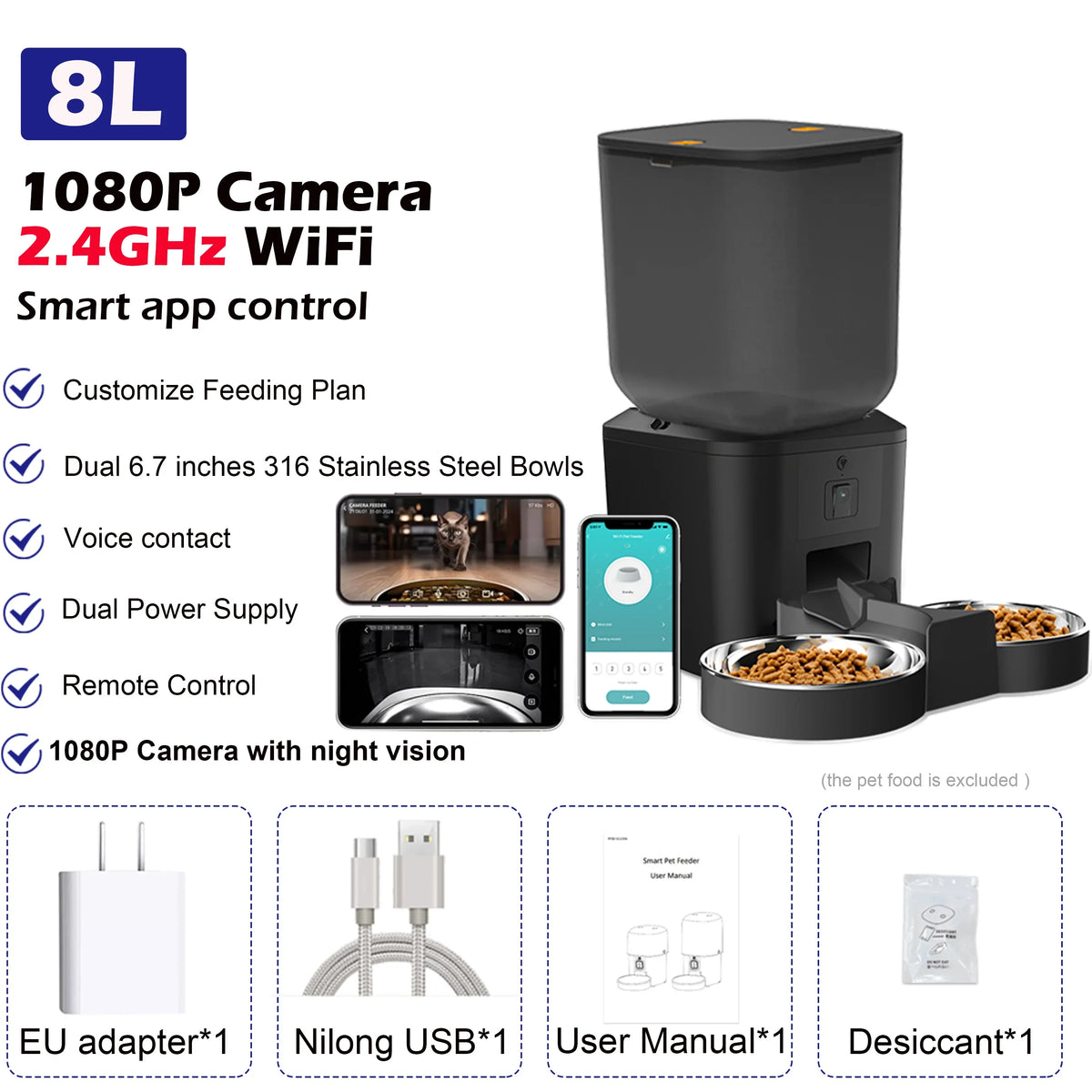 8L Automatic Cat Feeder with 1080p Camera and Wi-Fi - view 9