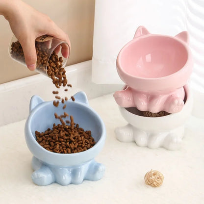 Cat Bowl Pet Accessories Ceramic Diagonal High Feet Cute Protection Cervical Spine Dog Bowl Drink Water Bowl Pet Supplies